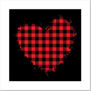 Heart shape plaid pattern valentines day gift idea Posters and Art